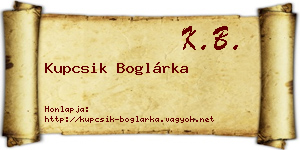 Kupcsik Boglárka névjegykártya